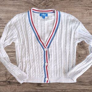 Prince Pickleball x Target Cropped Cardigan Stripe Trim Preppy Country Club M